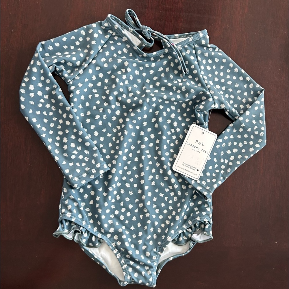 Current Tyed ruffle Rashguard girly swimsuits 2/3Y, 4/5y